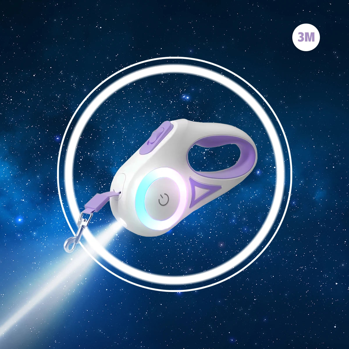 רצועת רולטה אוטומטית לכלבים עם תאורת LED מובנית