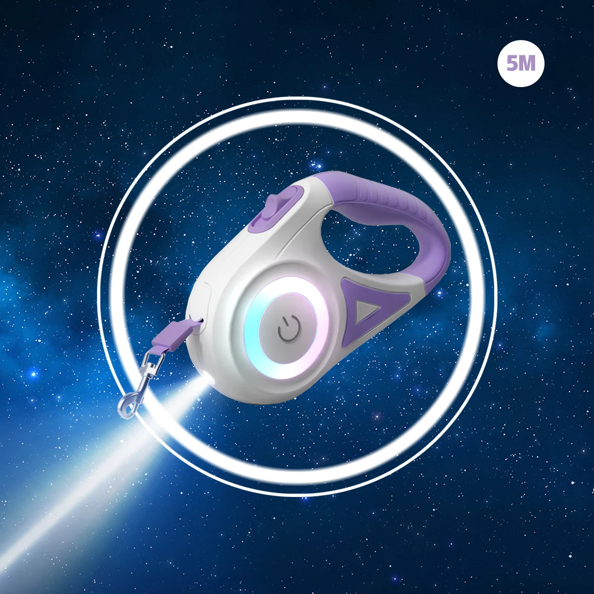 רצועת רולטה אוטומטית לכלבים עם תאורת LED מובנית