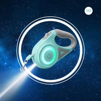 רצועת רולטה אוטומטית לכלבים עם תאורת LED מובנית